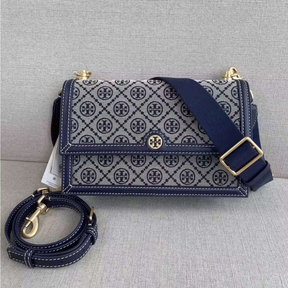 Tory Burch Handbags - Tory Burch Blue and Gray Crossbody Bag